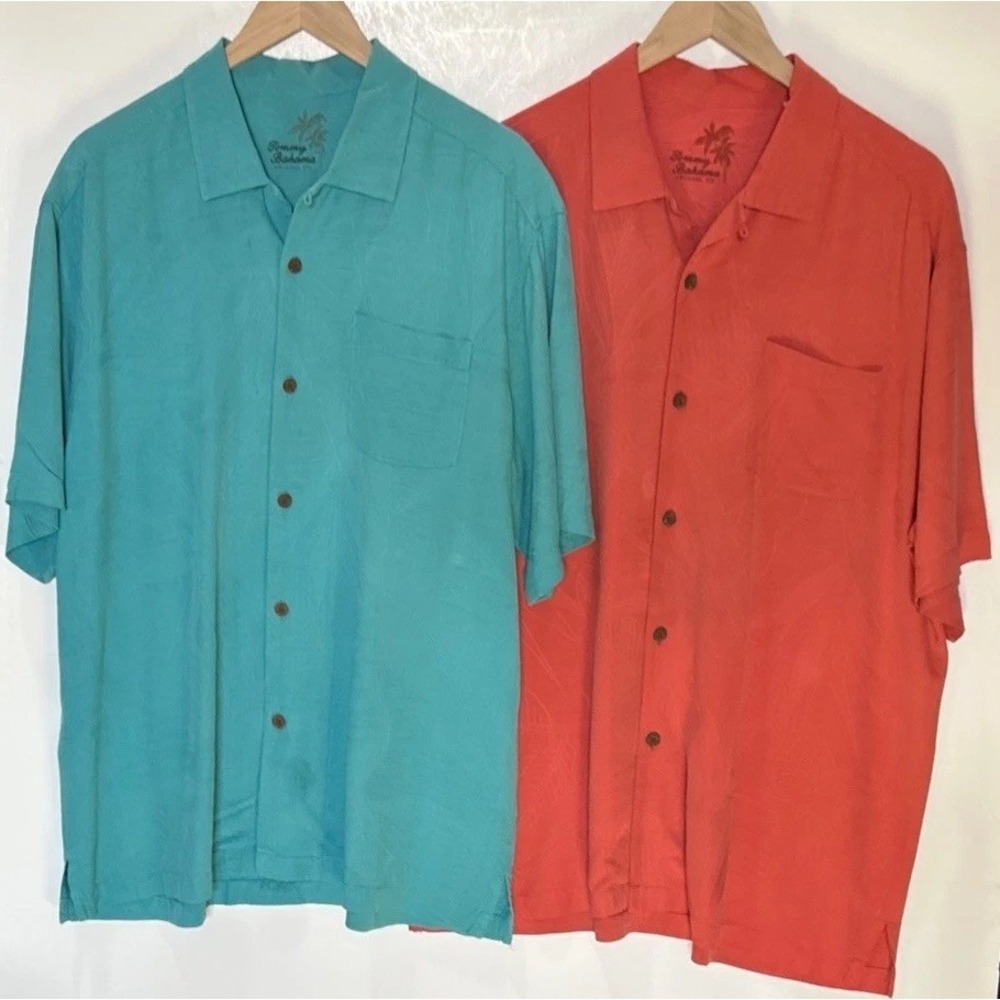Mens Tommy Bahama Original Fit Silk Camp Shirt Sz Large Button Up Lot Of 2
